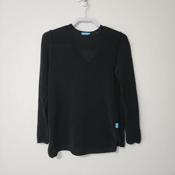 J. McLaughlin Womens Fern Sweater in Black Size S/M Pullover V-neck Cotton-Blend - Picture 4 of 8